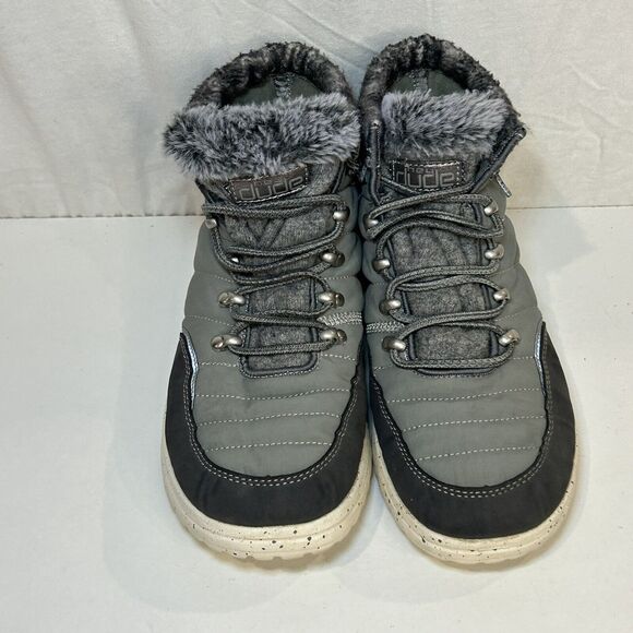 Hey Dude Women’s Brandy Gray Winter Boots Booties SZ 9.5Slip On Faux Fur Comfort - Picture 2 of 8